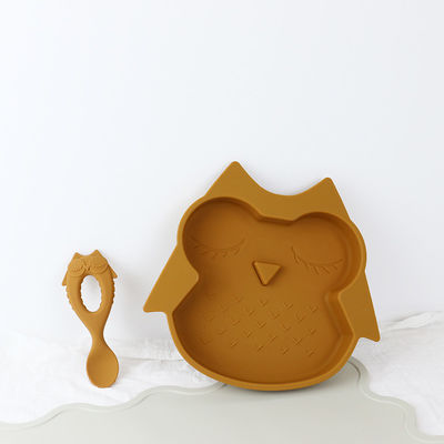 Brown Owl Style Silicone Suction Plate para funcional multi de los niños del niño