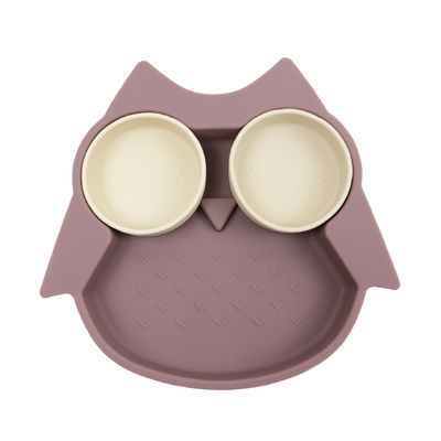 Owl Shape Silicone Baby Suction platea BPA no tóxico libre con el color de Pantone