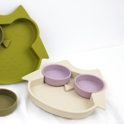 Owl Shape Silicone Baby Suction platea BPA no tóxico libre con el color de Pantone