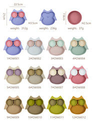 Owl Shape Silicone Baby Suction platea BPA no tóxico libre con el color de Pantone