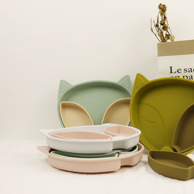 Sistema amistoso del servicio de mesa del silicón de la placa de la succión del silicón del bebé de Eco para la alimentación del niño