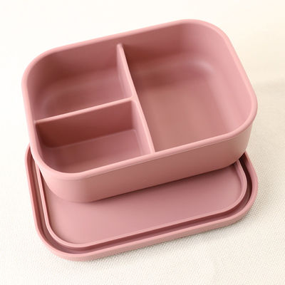 3 envases del almuerzo del silicón del compartimiento, silicón reutilizable Bento Lunch Box Leak Proof