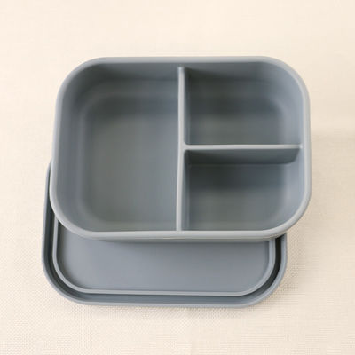 3 envases del almuerzo del silicón del compartimiento, silicón reutilizable Bento Lunch Box Leak Proof