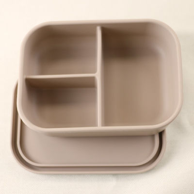 3 envases del almuerzo del silicón del compartimiento, silicón reutilizable Bento Lunch Box Leak Proof