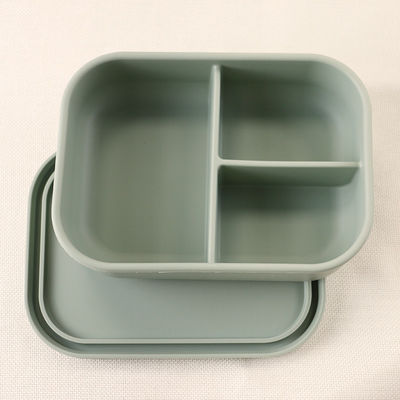 3 envases del almuerzo del silicón del compartimiento, silicón reutilizable Bento Lunch Box Leak Proof
