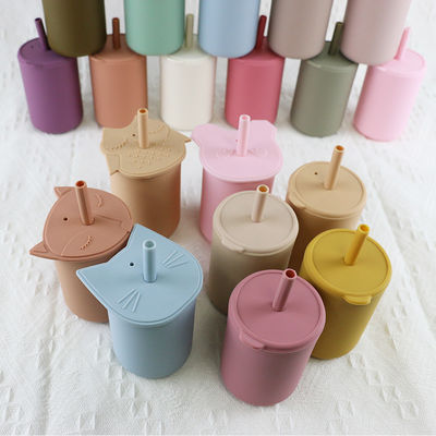No deslice la prenda impermeable libre del sistema de la taza del silicón de los niños de BPA para el pequeño bebé