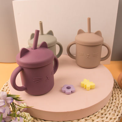 Taza Eco Cat Kitten Animal Style amistosa del silicón del niño de la categoría alimenticia