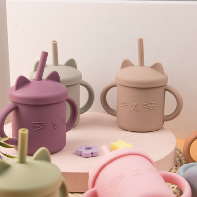 Taza Eco Cat Kitten Animal Style amistosa del silicón del niño de la categoría alimenticia