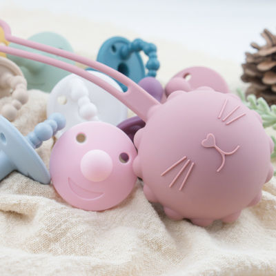 Tenedor de la bolsa de Cat Kitty Shape Silicone Pacifier Case para los pacificadores que echan los dientes del bebé