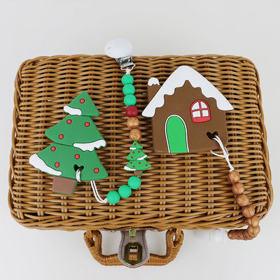 Árbol de navidad Teether, gotas de goma suaves seguras del silicón de DIY para la dentición