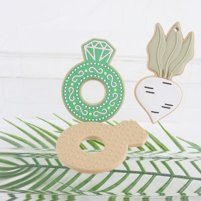Historieta Diamond Silicone Baby Teether, anillos de dentición no tóxicos del silicón