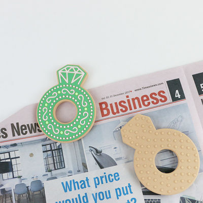 Historieta Diamond Silicone Baby Teether, anillos de dentición no tóxicos del silicón