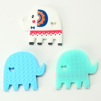 El bebé Teether BPA del silicón de la categoría alimenticia del elefante libera con modifica el logotipo para requisitos particulares