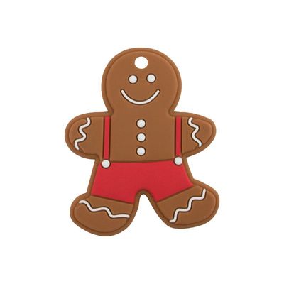 Silicón suave Teether del hombre de pan de jengibre de la Navidad colorido para la dentición del bebé