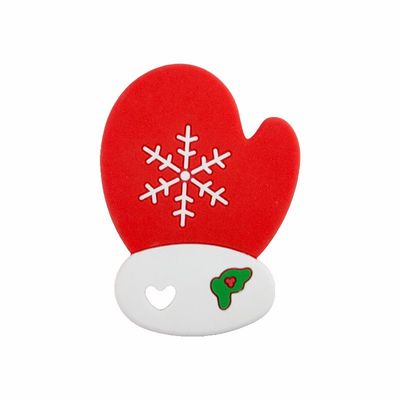 Silicón suave Teether del hombre de pan de jengibre de la Navidad colorido para la dentición del bebé