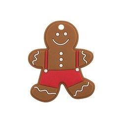 Silicón suave Teether del hombre de pan de jengibre de la Navidad colorido para la dentición del bebé