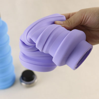 Logo Silicone Water Bottle Foldable de encargo para llevar al aire libre