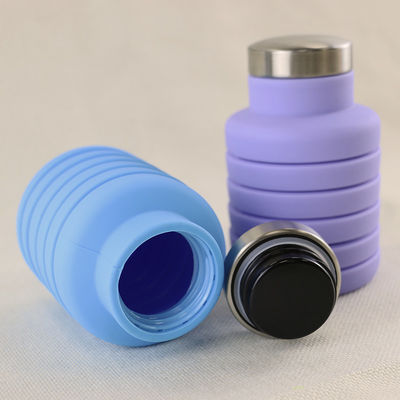 Logo Silicone Water Bottle Foldable de encargo para llevar al aire libre