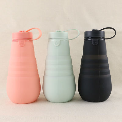 Botella de consumición BPA del silicón plegable hermético libre para acampar del viaje
