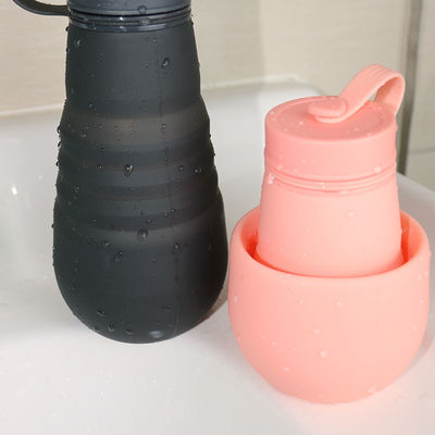 Botella de consumición BPA del silicón plegable hermético libre para acampar del viaje