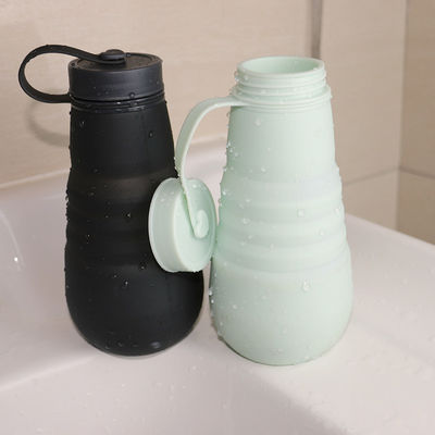 Botella de consumición BPA del silicón plegable hermético libre para acampar del viaje