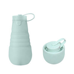 Botella de consumición BPA del silicón plegable hermético libre para acampar del viaje