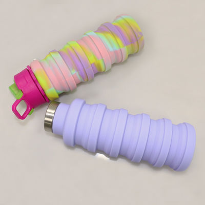 Botella de agua plegable libre del silicón de BPA para la capacidad del deporte al aire libre 500ml