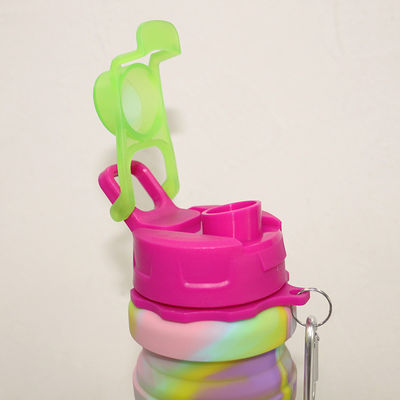 Botella de agua plegable libre del silicón de BPA para la capacidad del deporte al aire libre 500ml