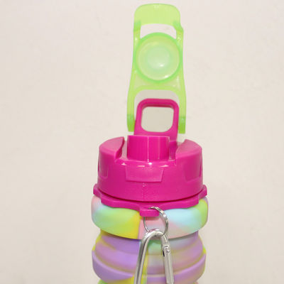 Botella de agua plegable libre del silicón de BPA para la capacidad del deporte al aire libre 500ml