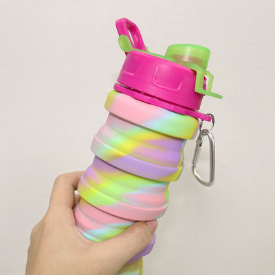Botella de agua plegable libre del silicón de BPA para la capacidad del deporte al aire libre 500ml