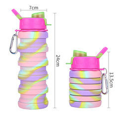 Botella de agua plegable libre del silicón de BPA para la capacidad del deporte al aire libre 500ml
