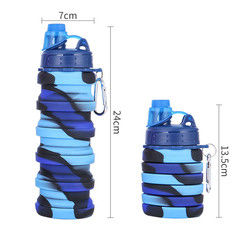 Botella de agua plegable libre del silicón de BPA para la capacidad del deporte al aire libre 500ml
