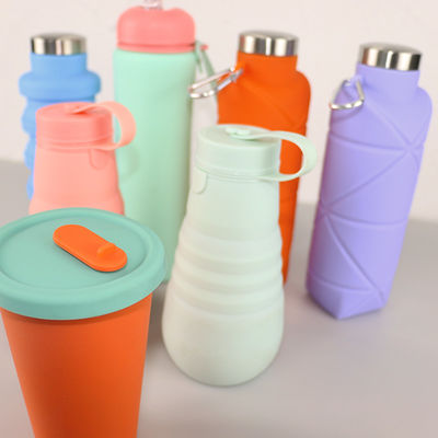 Botella al aire libre de la bebida del silicón, botella de agua plegable para acampar