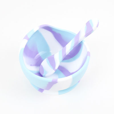 Hermosos Colores Gradientes Conjunto de Cena de Silicona Antideslizante Placa de succión de silicona inquebrantable Cuenco de comida