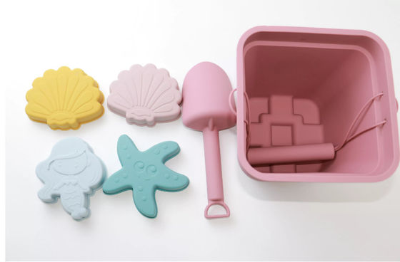 Juguete flotante de la arena de 6 del pedazo del silicón de la playa de Toy Set Bucket Colorful For del agua del entretenimiento del silicón estrellas de mar de los moldes