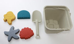 Juguete flotante de la arena de 6 del pedazo del silicón de la playa de Toy Set Bucket Colorful For del agua del entretenimiento del silicón estrellas de mar de los moldes