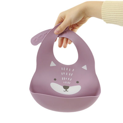 Baberos del colector de Cacoon Cat Fox Printed Silicone Food para las alimentaciones del desayuno del niño