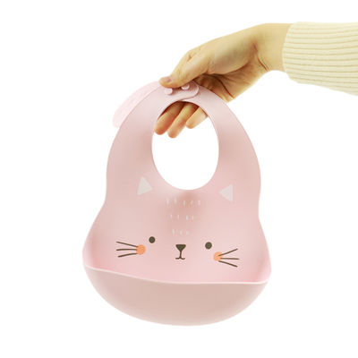 Baberos del colector de Cacoon Cat Fox Printed Silicone Food para las alimentaciones del desayuno del niño