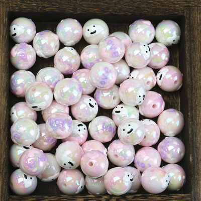 Chunky Gumball Color rosa Granos de chicle a granel Granos sueltos de acrílico para joyería