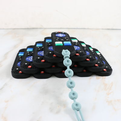 Diversos productos de encargo el echar los dientes del bebé de los diseños en diverso juguete del teether del silicón del regulador de los colores TV