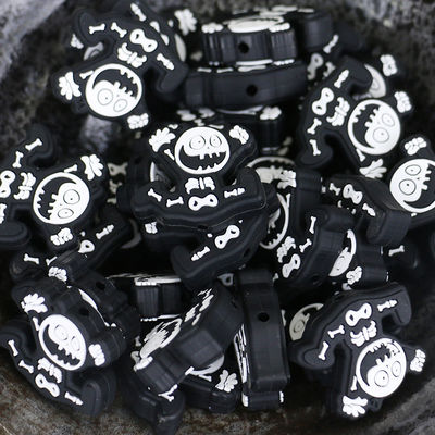 La dentición no tóxica de encargo del silicón gotea con el agujero para los focals el echar los dientes del bebé para la Navidad de Halloween