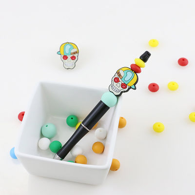 Gota focal de Halloween del cráneo del silicón de encargo de las calabazas para los llaveros de las plumas de DIY