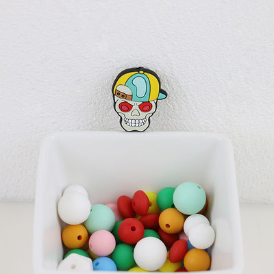 Gota focal de Halloween del cráneo del silicón de encargo de las calabazas para los llaveros de las plumas de DIY
