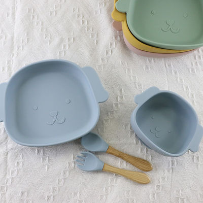 el cuenco de la forma del perro del silicón 4-Piece fijó reutilizable flexible durable