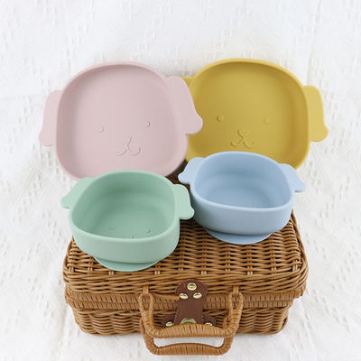 el cuenco de la forma del perro del silicón 4-Piece fijó reutilizable flexible durable