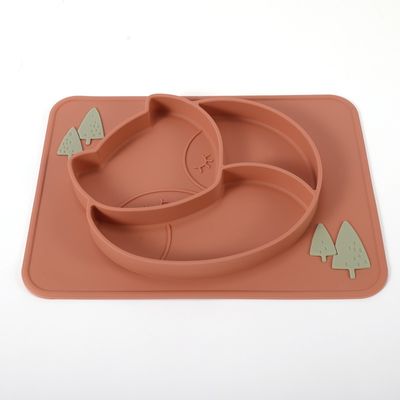 Diseño de animales Placas de silicona para niños pequeños Cuenco plegable multicolor