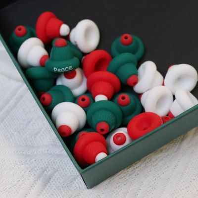 Perlas de silicona O anillo seguras y no tóxicas sombrero de Navidad de silicona 3D Perlas para niños niños DIY bolígrafos de perlas
