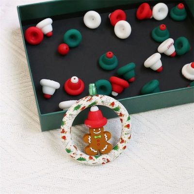 Perlas de silicona O anillo seguras y no tóxicas sombrero de Navidad de silicona 3D Perlas para niños niños DIY bolígrafos de perlas