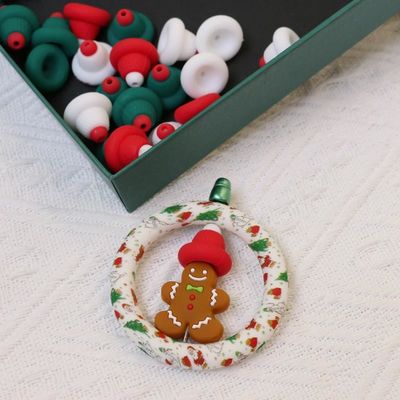 Perlas de silicona O anillo seguras y no tóxicas sombrero de Navidad de silicona 3D Perlas para niños niños DIY bolígrafos de perlas