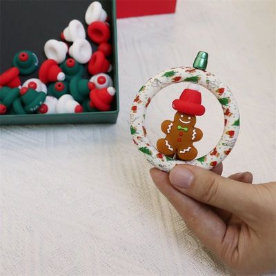 Perlas de silicona O anillo seguras y no tóxicas sombrero de Navidad de silicona 3D Perlas para niños niños DIY bolígrafos de perlas